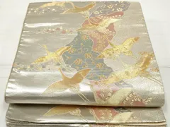 平和屋着物◎六通柄袋帯　道長飛鶴花文　金銀糸　正絹　逸品　DAAZ1019qaのサムネイル
