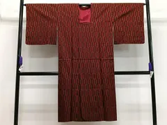 平和屋着物■道行コート　雨コート単衣　幾何学文　ロング丈　正絹　逸品　CAAY8695ua