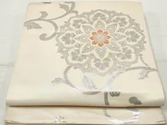 平和屋着物◎六通柄袋帯　正倉院花文　銀糸　正絹　逸品　DAAZ1025qaのサムネイル