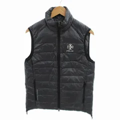 アールエルエックス ラルフローレン RLX RALPH LAUREN ライトダウンベスト ジャケット ジップアップ ロゴ プリント ナイロン S ダークグレー /HO△ 0312