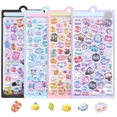 mefeny ぷくぷくシール ぷくぷく ぷっくりシール 立体 かわいい 4枚セット ごほうび キラキラ 韓国 子供 大容量 スマホケース 手帳 diy 贈り物 A 0