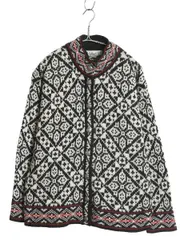 【お得なクーポン配布中!】 80s USA製 エルエルビーン ノルディック ニット カーディガン レディース M ヴィンテージ ウール セーター 前開き 羽織り バーズアイ 総柄