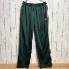 adidas アディダス トラックパンツ ベッケンバウアー ダークグリーン ベージュ スリーストライプス L トレフォイル ロゴ 刺繍 ストレート ポリエステル100%