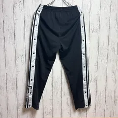 adidas アディダス トラックパンツ ADIBREAK アディブレイク ブラック M スナップボタン スリーストライプス ツートン トレフォイル