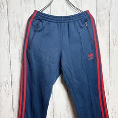 adidas アディダス トラックパンツ EUROPA ネイビー 95 スリーストライプス トレフォイル コットンポリ素材 ジップポケット
