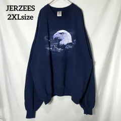 【JERZEES】イーグル 鷲 ビックロゴ オーバーサイズ スウェット トレーナー ネイビー US古着 USA輸入 2XLsize