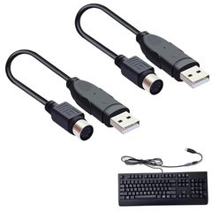【送料込】ZHSHXNGY PS/2 USB 変換 コントローラー USB Aコネクタ（オス）-ミニDIN 6pin（メス）PS/2マウス・キーボード用変換アダプタ USB2.0対応 15cm ブラック 2個 1
