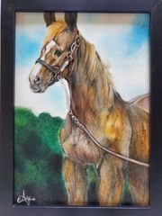 上鈴木正一 油彩画 B4『オルフェーヴル7』新作原画 超・超オススメの