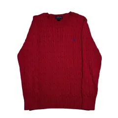 XL レディース ポロラルフローレン レッド ケーブルニット
