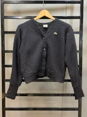 (90) ラコステ ヴィンテージ クロップド ニット カーディガン チャコール 3 9
