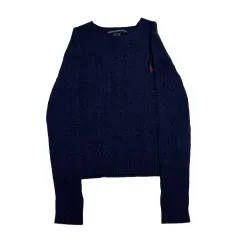 L レディース ポロラルフローレン ネイビー ケーブル ラムウール ニット