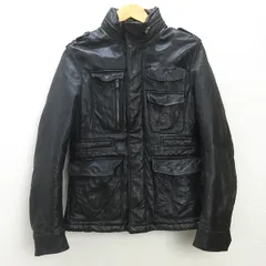 Q■ビームス/BEAMS LIGHT 羊革 ラムレザージャケット■黒【46】MENS/細身/52【中古】