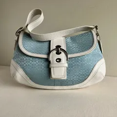 Coach Soho Vintage Y2k Blue Leather Flap Shoulder Hobo Bag