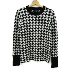ジースターロウ ニット トップス 長袖 セーター 千鳥格子柄 レディース Sサイズ 黒×オフホワイト G-Star RAW 【中古】