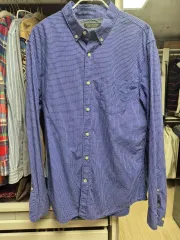 バナナリパブリック ブルー チェックシャツ m