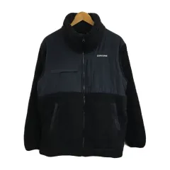 コンバース CONVERSE ジャケット ブルゾン ジップアップ スタンドカラー 切替 ボア 刺繍 ロゴ 長袖 LL 紺 黒 ネイビー ブラック