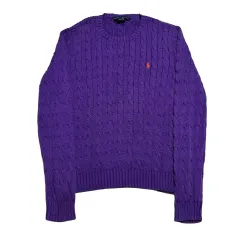 M レディース ポロ ラルフローレン コットン パープル ケーブル ニット