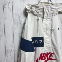 ナイキ NIKE 1987 アーカイブ リイシュー ナイロンジャケット メンズ L ホワイト 刺繍ロゴ シミあり