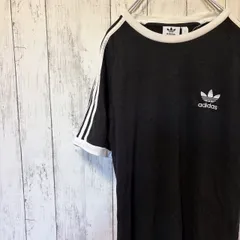 adidas Originals 3ストライプ Tシャツ メンズ L ブラック ホワイトライン コットン100%