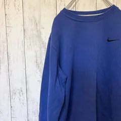 ナイキ NIKE ワンポイント スウッシュ 刺繍ロゴ スウェット トレーナー XL ブルー 青 裏起毛