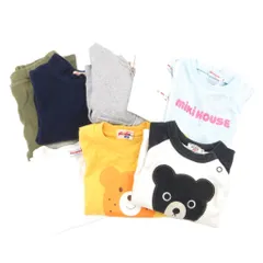 ミキハウス mikihouse 8点セット Tシャツ カットソー パーカ イラスト 半袖 長袖 70 80 90 黄 イエロー カーキ 水色 ライトブルー 白 ホワイト 紺 ネイビー /AE ■EC