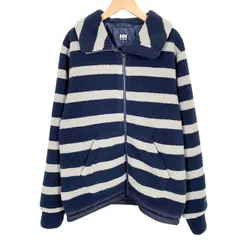 ヘリーハンセン HELLY HANSEN 長袖ボアジャケット フリース ボーダー ロゴ ネイビー グレー L