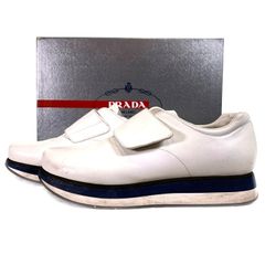希少】PRADA プラダ PLATFORM ベルクロ レザー スニーカー 白8 - メルカリ