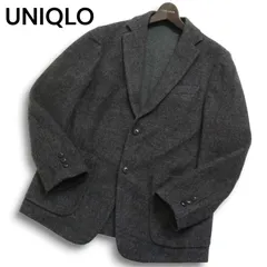 UNIQLO ユニクロ 秋冬 ウール ブレンド★ ニット テーラード ジャケット Sz.M メンズ 灰 グレー