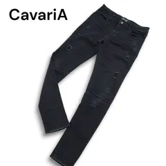 CavariA キャバリア 通年 ダメージ加工★ ストレッチ スキニー デニム パンツ ジーンズ Sz.46 メンズ ブラック
