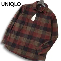 【新品 未使用】 UNIQLO ユニクロ 秋冬 ネル★ 長袖 チェック フランネル シャツ Sz.M メンズ