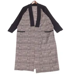 イタリア製★ レディースブランド 秋冬 ウール チェック ニット ロング カーディガン 羽織り ガウン Sz.F　レディース