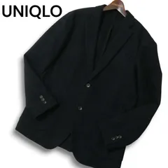 UNIQLO ユニクロ 秋冬 ウール★ チェック柄 アンコン テーラード ジャケット Sz.L メンズ 紺 ネイビー