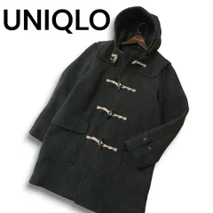 UNIQLO ユニクロ 秋冬 ウール混★ 裏地チェック ダッフル コート Sz.L メンズ 灰 グレー