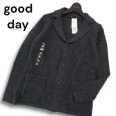 【新品 未使用】 good day グッドデイ 秋冬 ウール100％★ ニット ジャケット カーディガン 羽織り Sz.M メンズ 灰 グレー