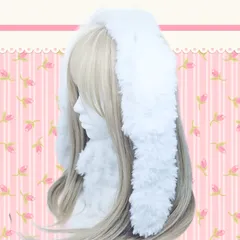 ハンドメイド　ヘッドドレス　イヤーマフ　ファー　ホワイト　うさ耳　うさぎ　編み物　手編み　ニット