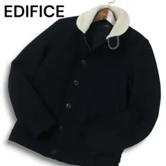 EDIFICE エディフィス 秋冬★ 襟ボア メルトン ウール 中綿 ジャケット Sz.38 メンズ 紺 ネイビー