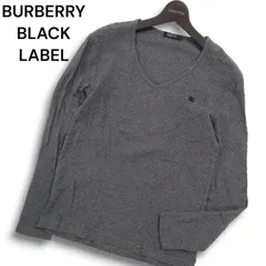 BURBERRY BLACK LABEL バーバリー ブラックレーベル ホース刺繍★ リンクス チェック 長袖 ロンTシャツ Sz.2　メンズ 灰
