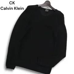 CK Calvin Klein カルバンクライン 通年★ コットン Vネック セーター ニット Sz.L メンズ 黒