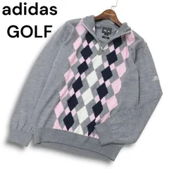 adidas GOLF アディダス ゴルフ 秋冬★ ウール混 ダイヤ柄 セーター ニット ハーフジップ Sz.L/G メンズ 灰 グレー 日本製