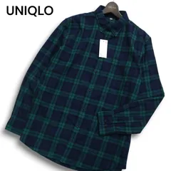 新品 未使用★UNIQLO ユニクロ 長袖 ブラックウォッチ チェック フランネル ボタンダウン シャツ Sz.XL メンズ 大きいサイズ