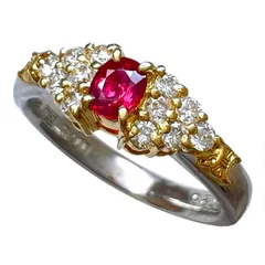 K18 ルビー・ダイヤモンド　デザインリング　〜〜メルカリ〜〜 K18YG イエローゴールド リング ルビー 0.77ct ダイヤモンド 0.12ct