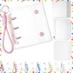 【人気商品】A8) (ピンク 下敷き×2枚 チャック付きボケット×2枚 リフィル×20枚 編み込みキーホルダー付き シール収納 かわいい 台紙 シール帳 シール帳 バインダー はがせる シールバインダー A8サイズ 女の子 透明