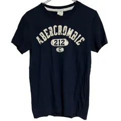 B061 Abercrombie&Fitch アバクロンビー&フィッチ Tシャツ 半袖 シャツ ネイビー 立体 ロゴ メンズ XS
