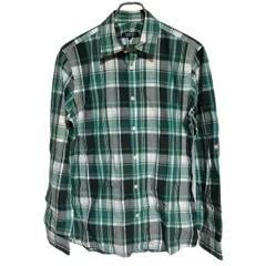 B061 BURBERRY BLACK LABEL バーバリー ブラック レーベル シャツ 長袖 グリーン チェック カジュアル メンズ 2