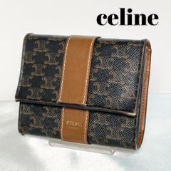 CELINE 三つ折り財布 ブラウンレザー - メルカリ