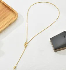 ラリエットネックレス Y字ロング ネックレス  ゴールド シルバー 　ステンレス