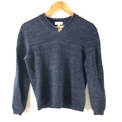 バーニーズニューヨーク BARNEYS NEW YORK ニット Vネック コットン100％ 日本製 ネイビー系 Sサイズ 943256のサムネイル
