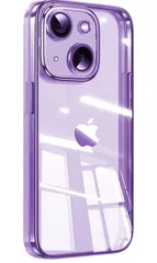 ★iPhone15Plus用スクエアメッキケースiPhone 15plusケース用ソフトクリアTPUバックカバー耐衝撃 (iPhone15 plus ダークパープル)