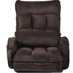 座椅子 リクライニング 14段ギア リクライニングチェアー ファブリック 座イス おしゃれ 椅子 チェアー いす イス コンパクト【ブラウン】