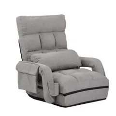 「02/27再入荷予定」座椅子 リクライニング 14段ギア リクライニングチェアー ファブリック 座イス おしゃれ 椅子 チェアー いす イス コンパクト【ライトグレー】